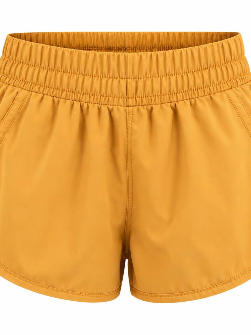 Women’s Mustard Elastic Waist Athletic Shorts